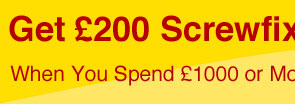 Free £200 Screwfix Vouchers When You Spend £1000 or More on Kitchens**
