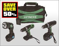 Hitachi 18V Ni-Cd Twin Pack & Torch Supplied with 2 x 2.0Ah Ni-Cd Batteries Now £137.02 Was £279.99**² Save over 50%