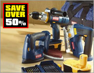 Ryobi One+ 18V 4-Piece Kit Supplied with 2 x 1.5Ah Ni-Cd Batteries Now £79.99 Was £169.99*¹ Save Over 50%