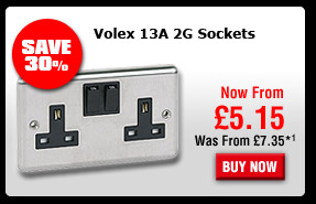 Volex 13A 2G Sockets Now from £5.15 Was from £7.35*¹ Save 30%