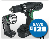 Hitachi 18V Cordless Combi Drill & Torch Now Only £79.99 Was £199.99** Save £120