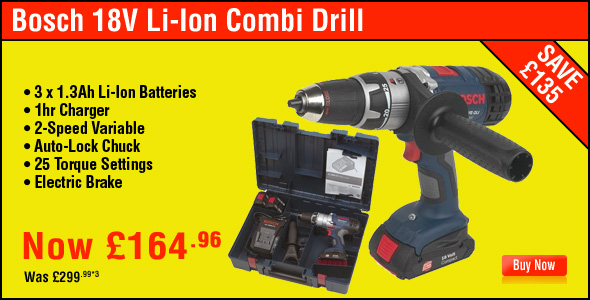 Bosch 18V Li-Ion Combi Drill Now £164.96 Was £299.99*³ Save £135