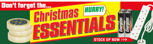 Don't forget the Christmas Essentials - Hurry...Stock up Now!